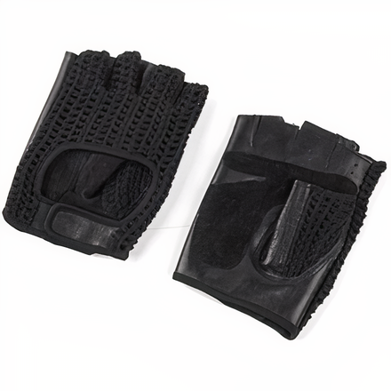 Fingerless Cow Leather Biking Gloves - Veltrix - black