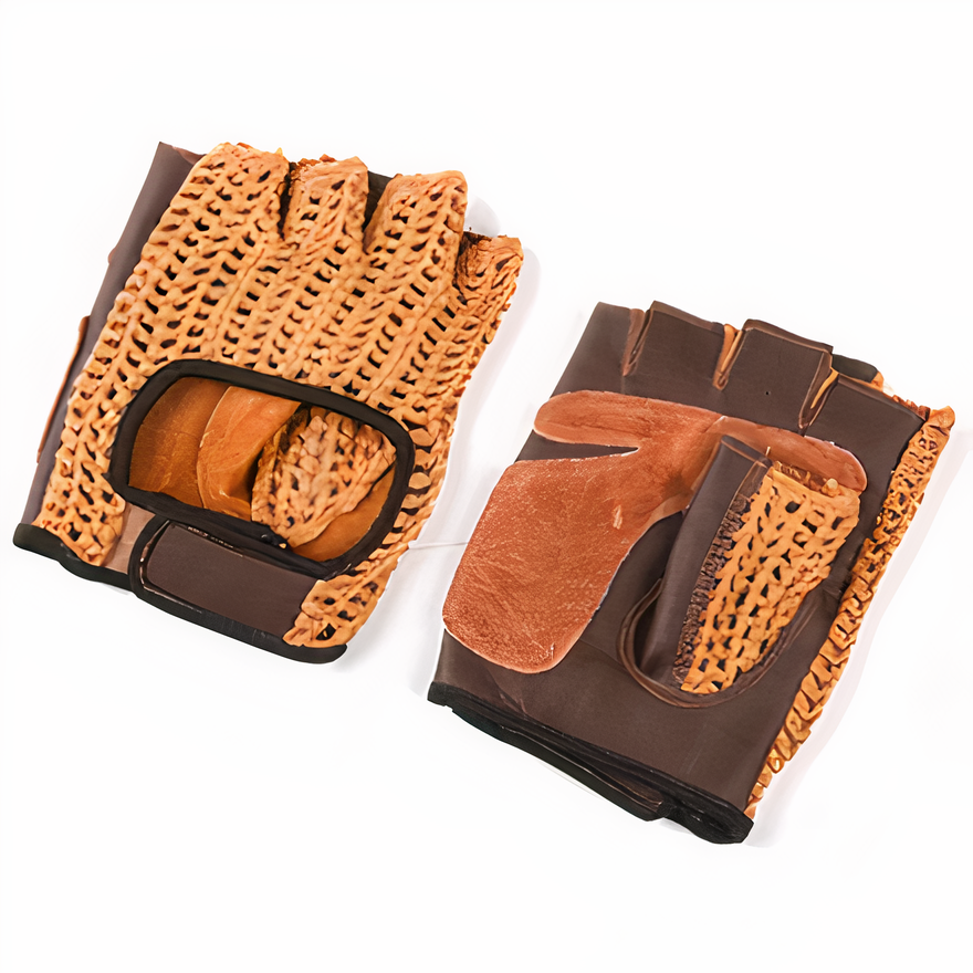 Fingerless Cow Leather Biking Gloves - Veltrix - brown