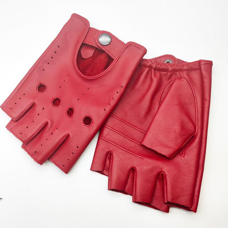 Men's Sheepskin Leather Driving Gloves - Maverick - red